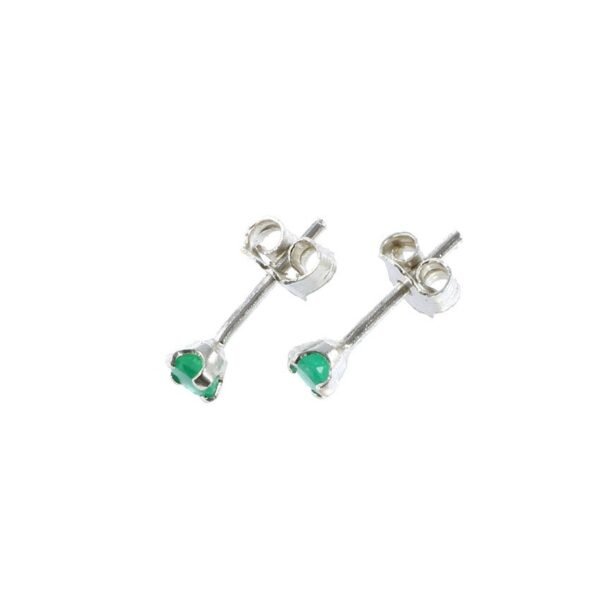 stud-earrings-emerald-silver-SKU594-lateral