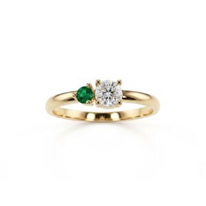 Anillo Dúo en Oro de 18k, Esmeralda y Diamante ref. ani-608